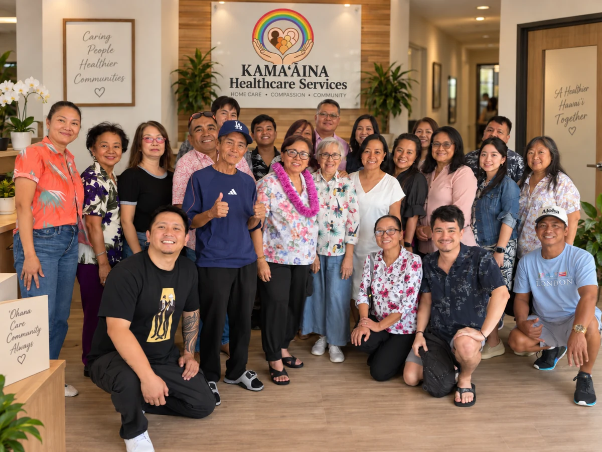 Kamaʻaina Healthcare Services founders and team gathered together